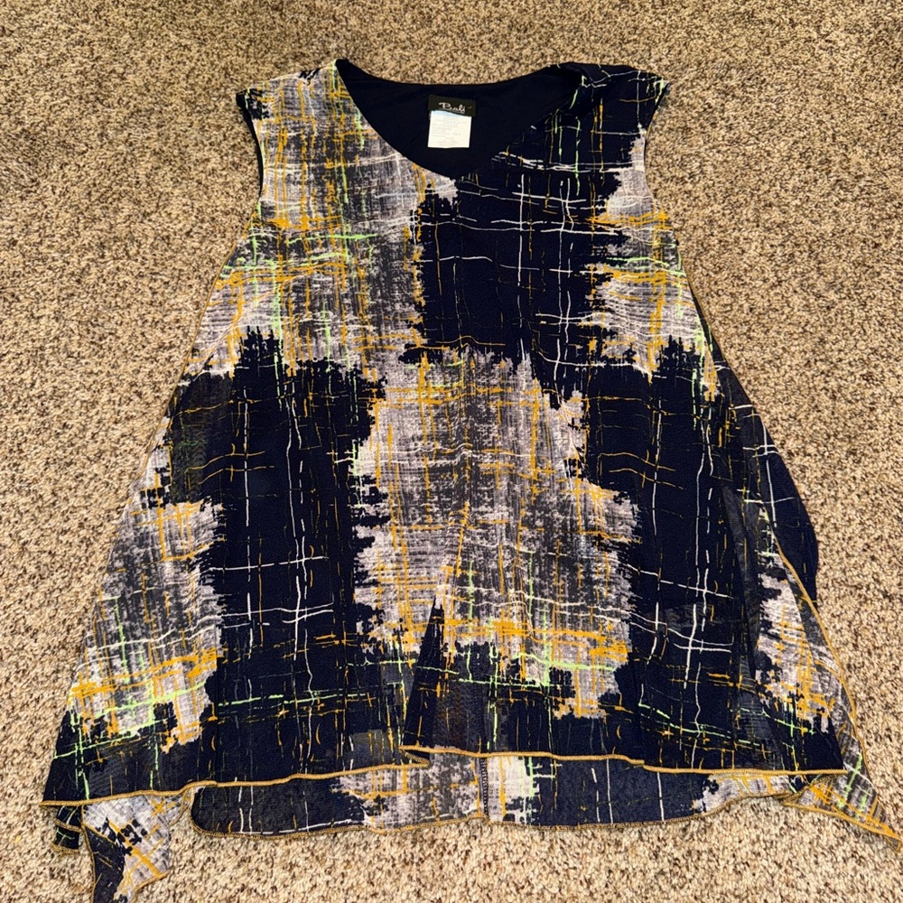 Bali Women's Abstract Print Top - Black and Yellow